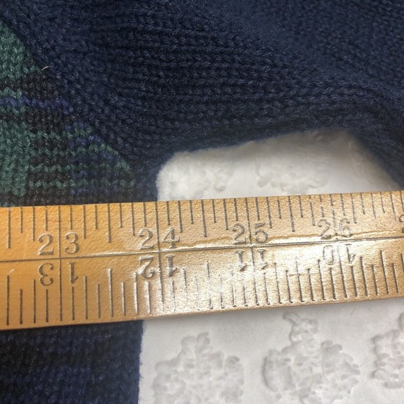 Vintage Trader Bay Men's Size XL Sweater Navy & Green Tartan Plaid 100% Cotton - Picture 4 of 6